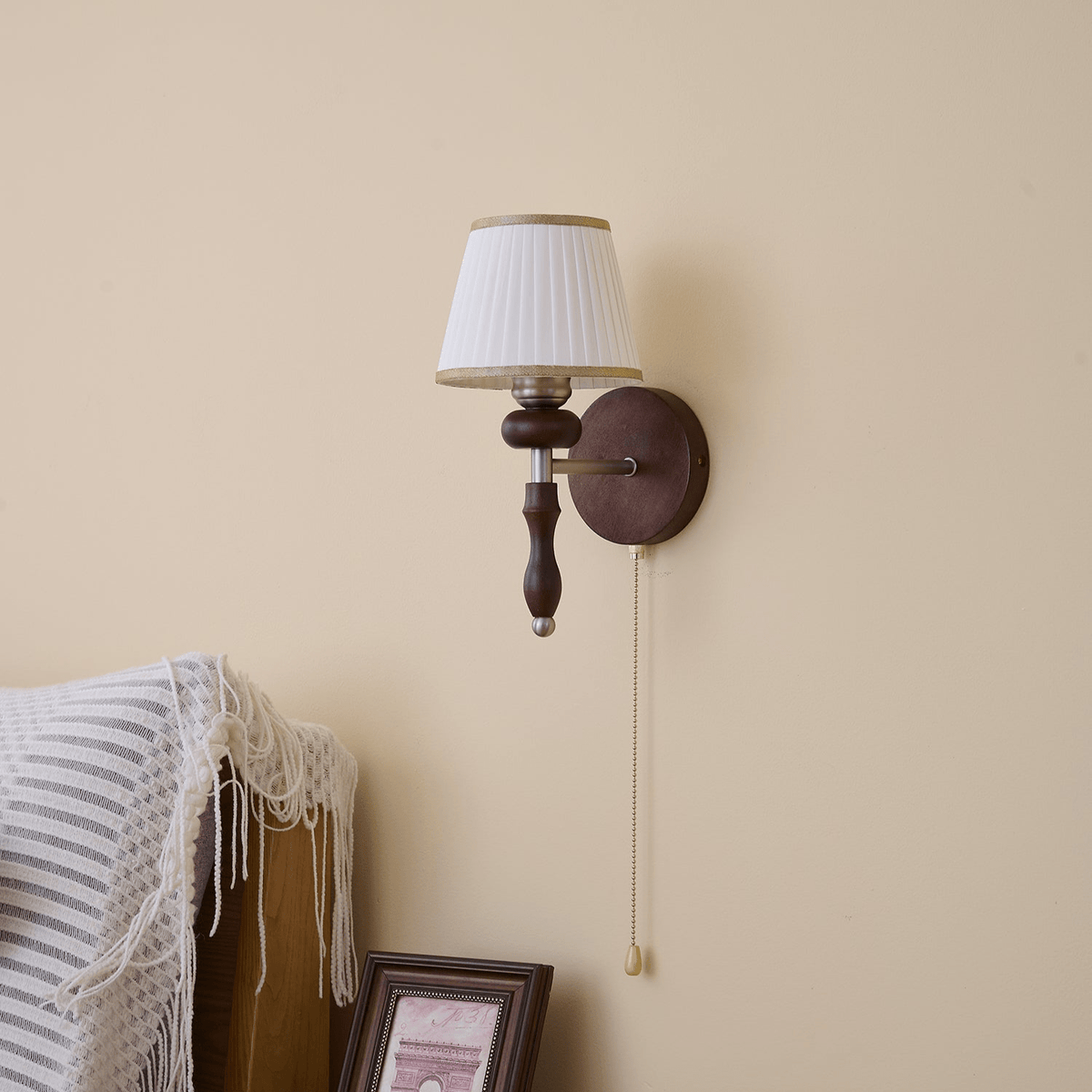 Eshae Aplique de pared Tela Madera Premium Nórdico Arte