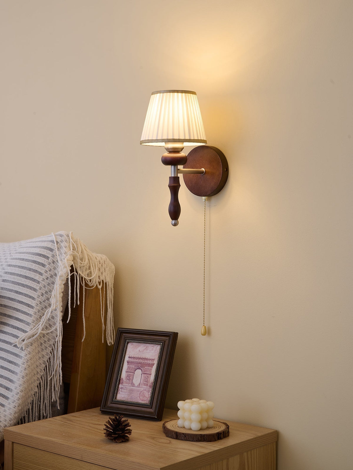 Eshae Aplique de pared Tela Madera Premium Nórdico Arte