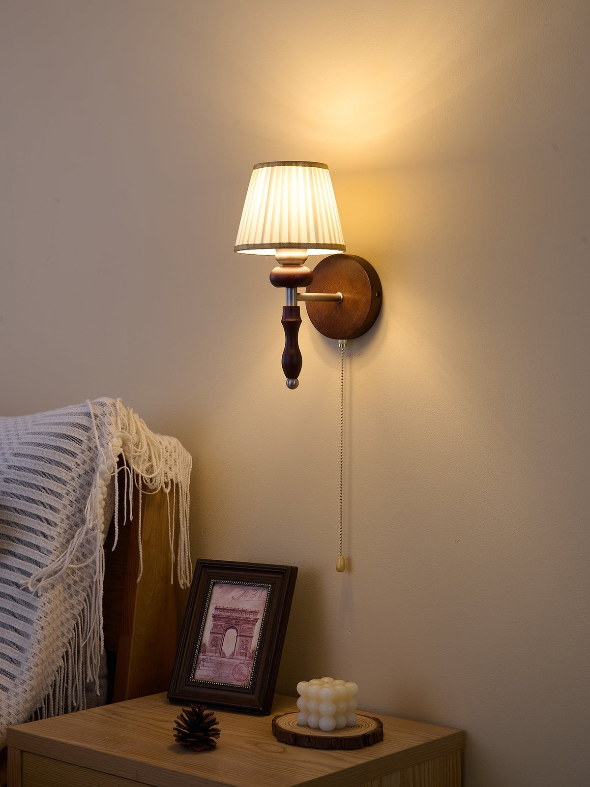 Eshae Aplique de pared Tela Madera Premium Nórdico Arte