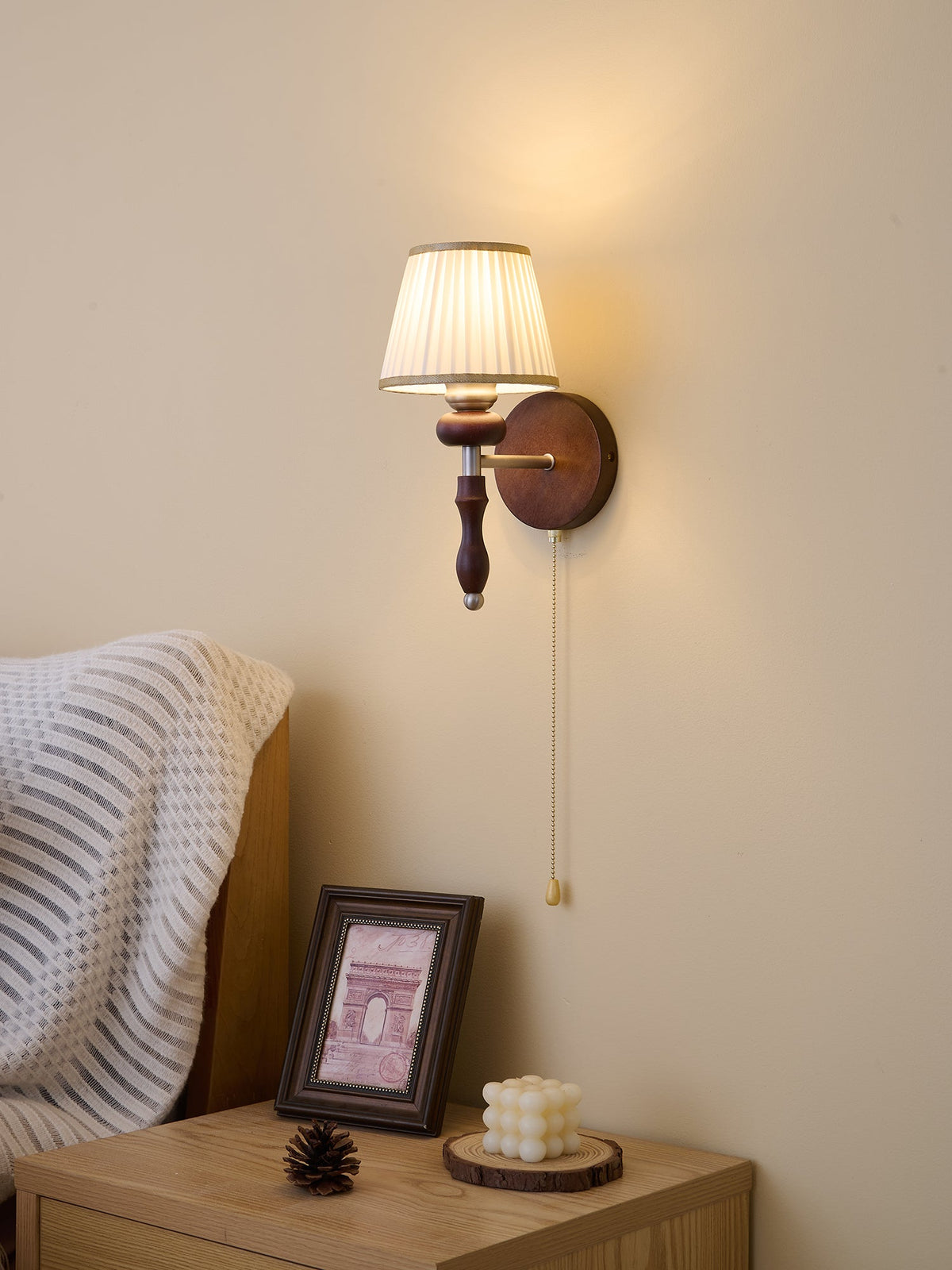 Eshae Aplique de pared Tela Madera Premium Nórdico Arte