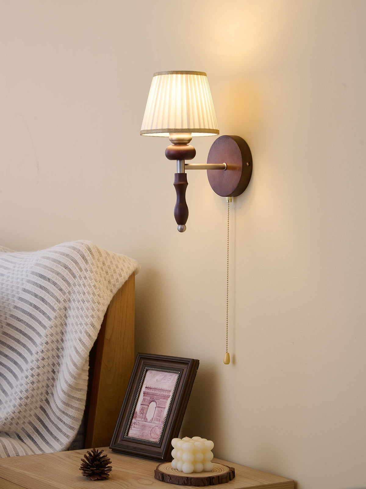 Eshae Aplique de pared Tela Madera Premium Nórdico Arte