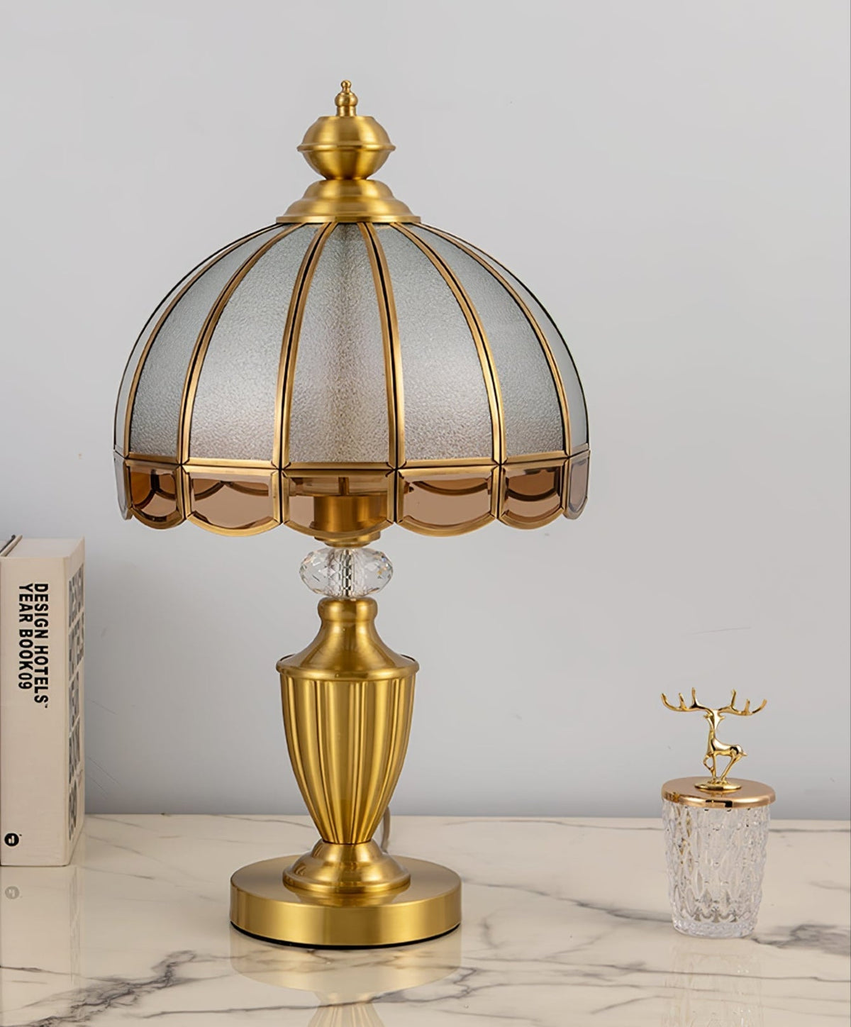 Opaline lámpara de mesa de vidrio clásica