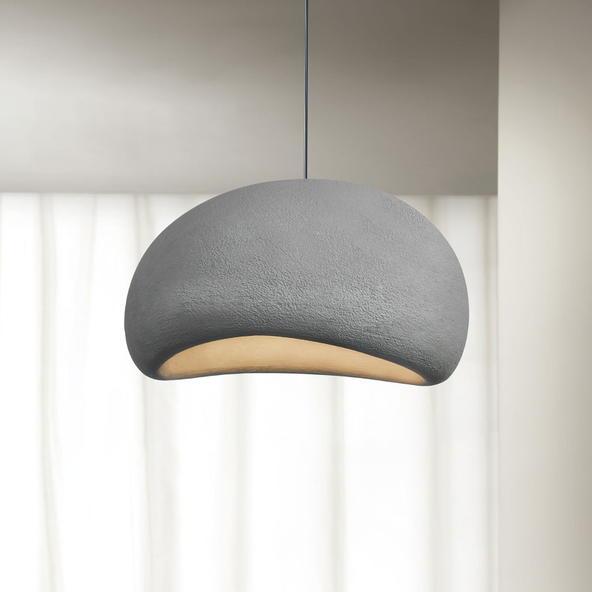 Ecor lámpara colgante de yeso cúpula semiesférica enchufable Wabi Sabi