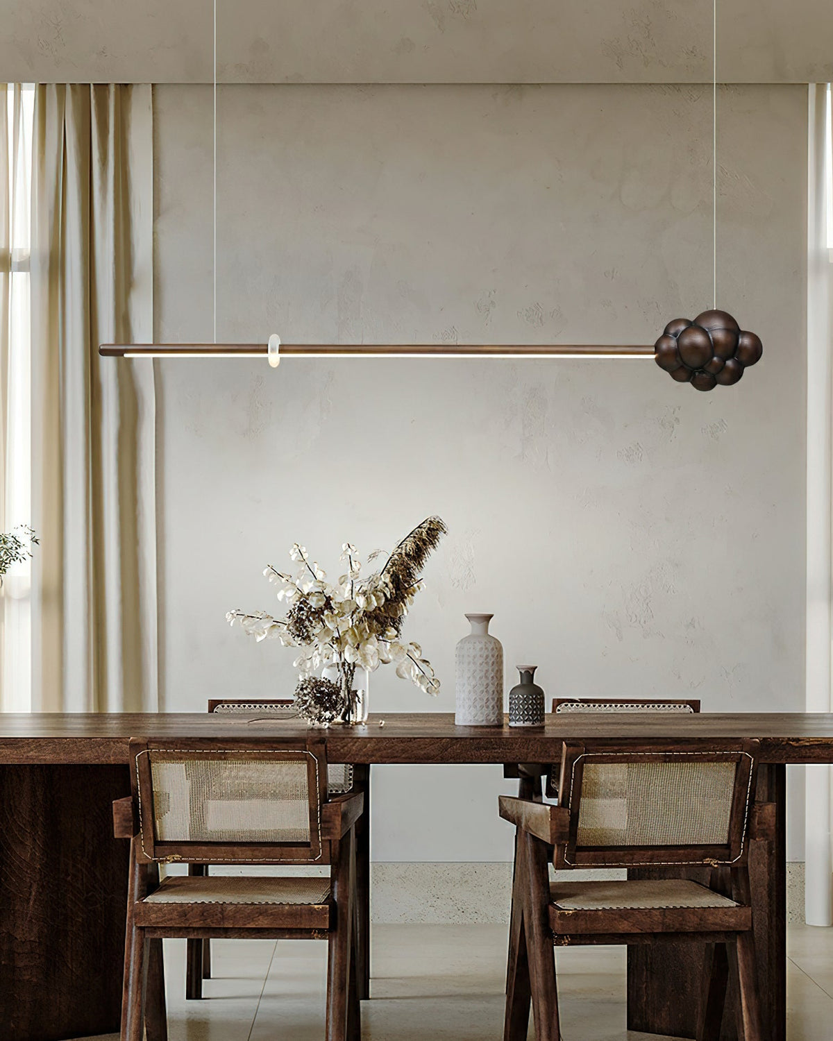 Sylisia lámpara colgante de madera estilo minimalista con palo en forma de nube