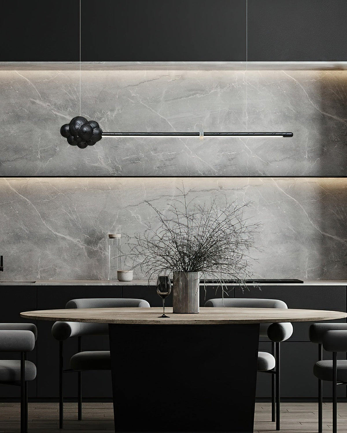 Sylisia lámpara colgante de madera estilo minimalista con palo en forma de nube