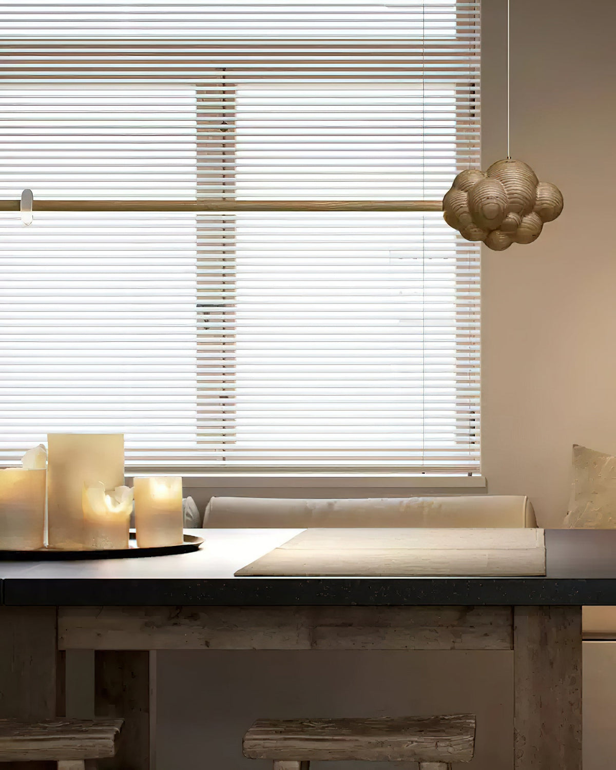 Sylisia lámpara colgante de madera estilo minimalista con palo en forma de nube