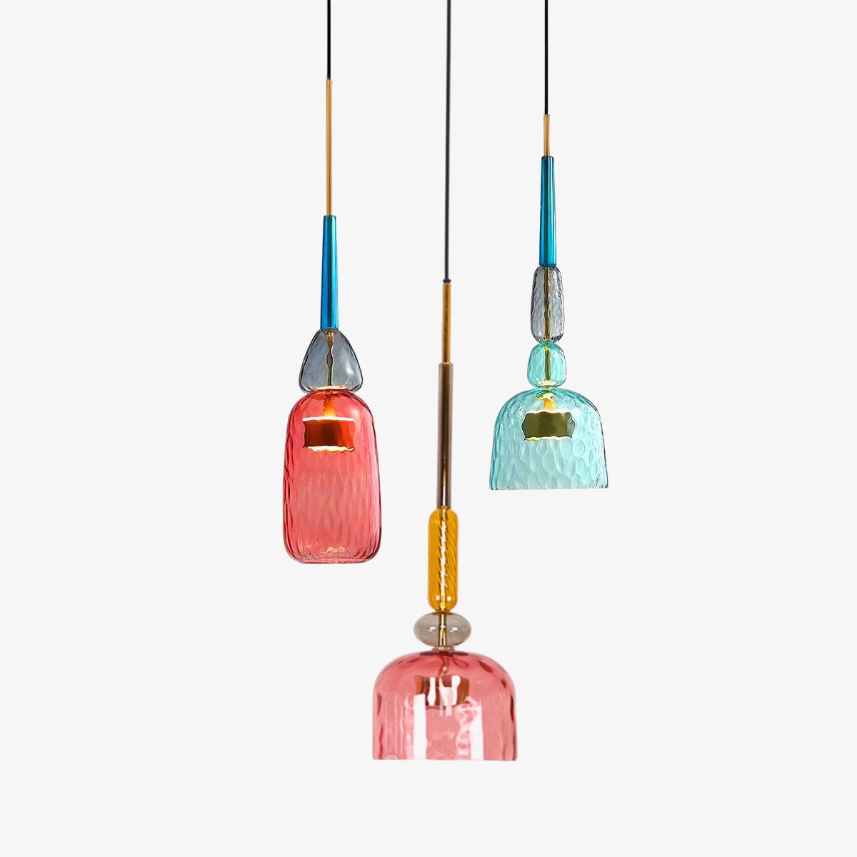 Voshan lámpara colgante bohemio de vidrio con mezcla de colores