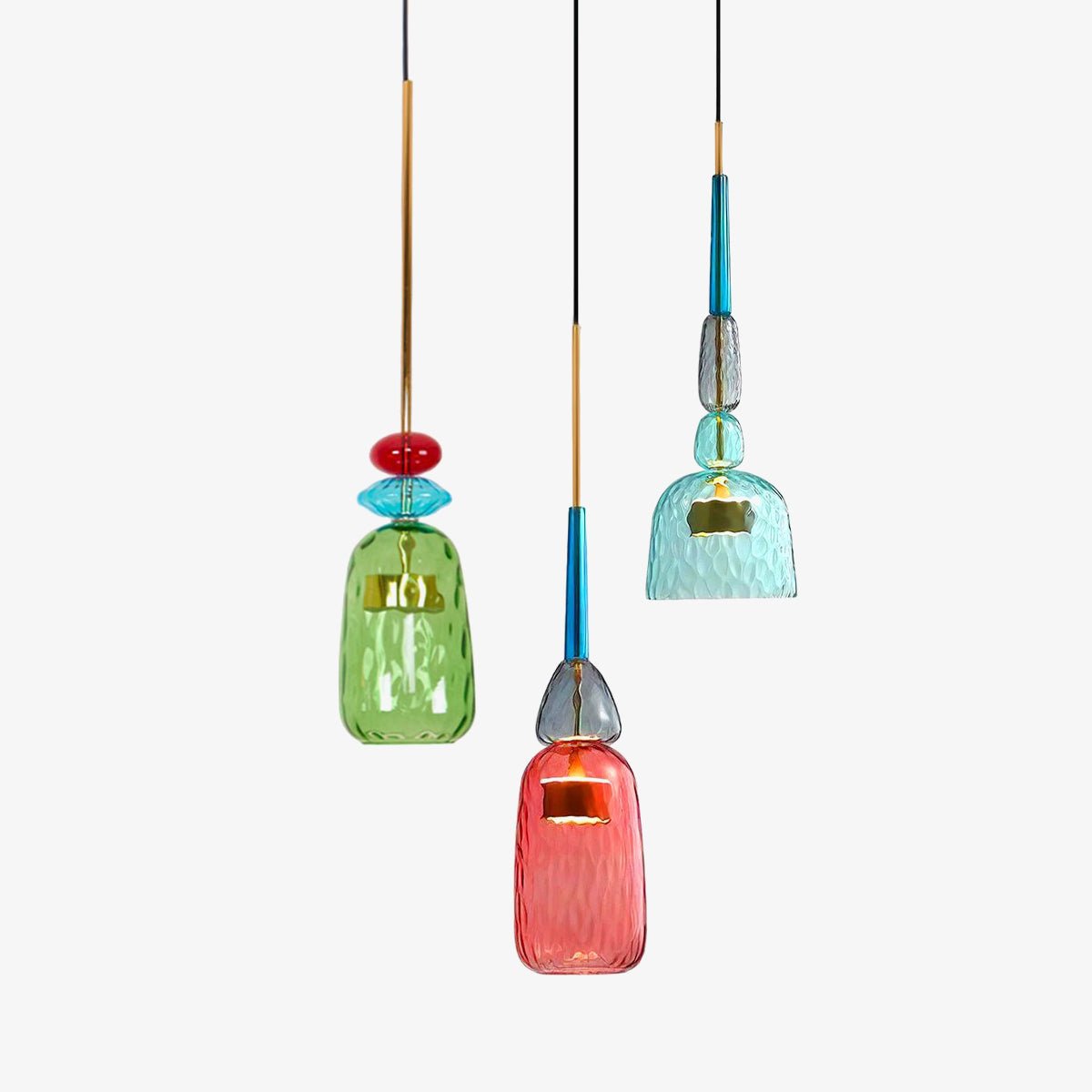 Voshan lámpara colgante bohemio de vidrio con mezcla de colores