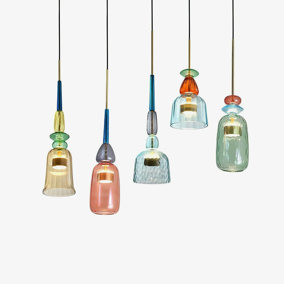 Voshan lámpara colgante bohemio de vidrio con mezcla de colores