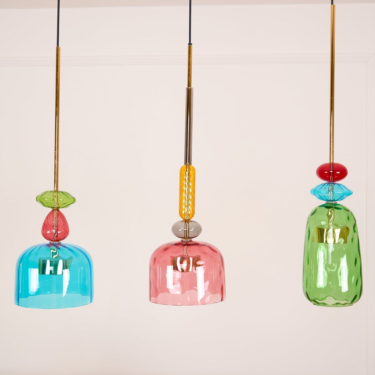 Voshan lámpara colgante bohemio de vidrio con mezcla de colores