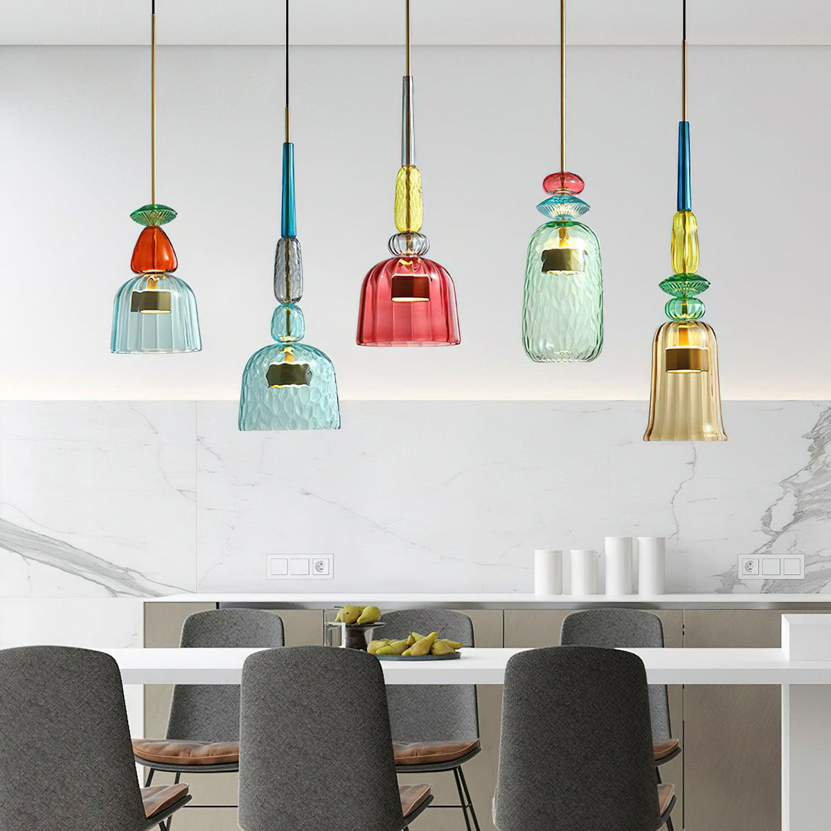 Voshan lámpara colgante bohemio de vidrio con mezcla de colores