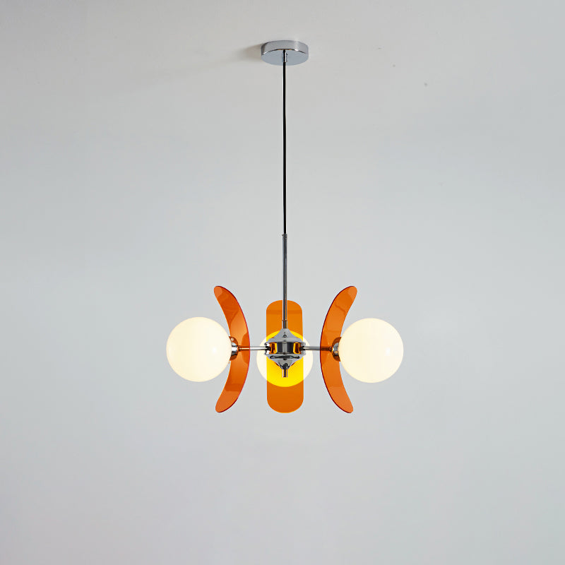Prism Creativity lámpara de araña Sputnik con vidrio naranja