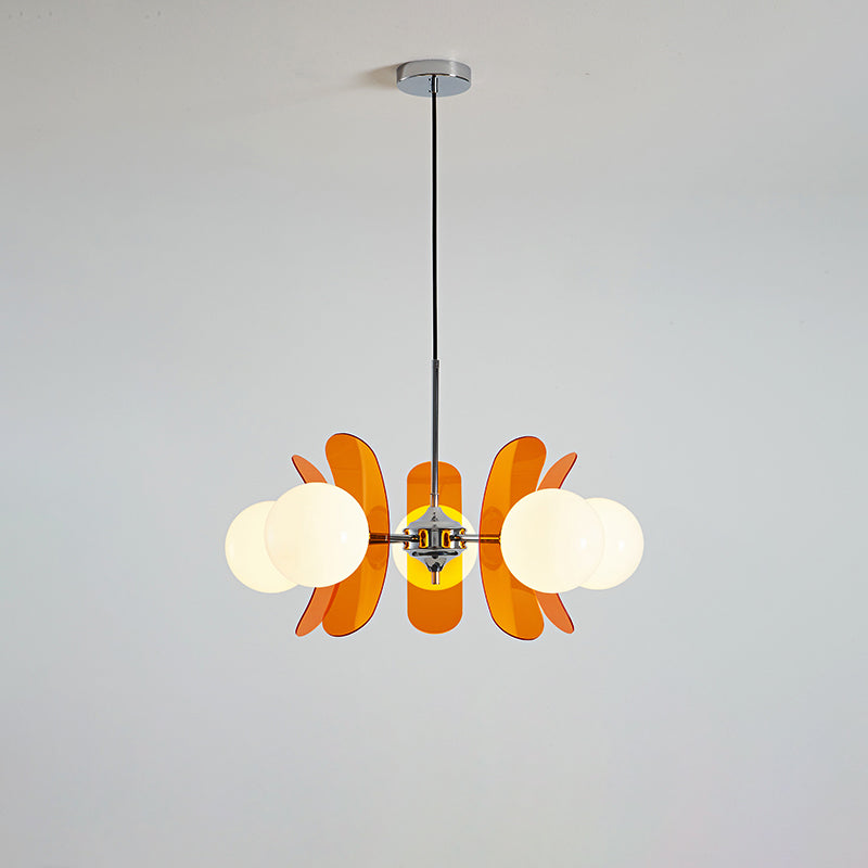 Prism Creativity lámpara de araña Sputnik con vidrio naranja