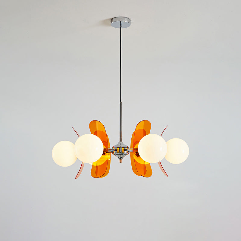 Prism Creativity lámpara de araña Sputnik con vidrio naranja