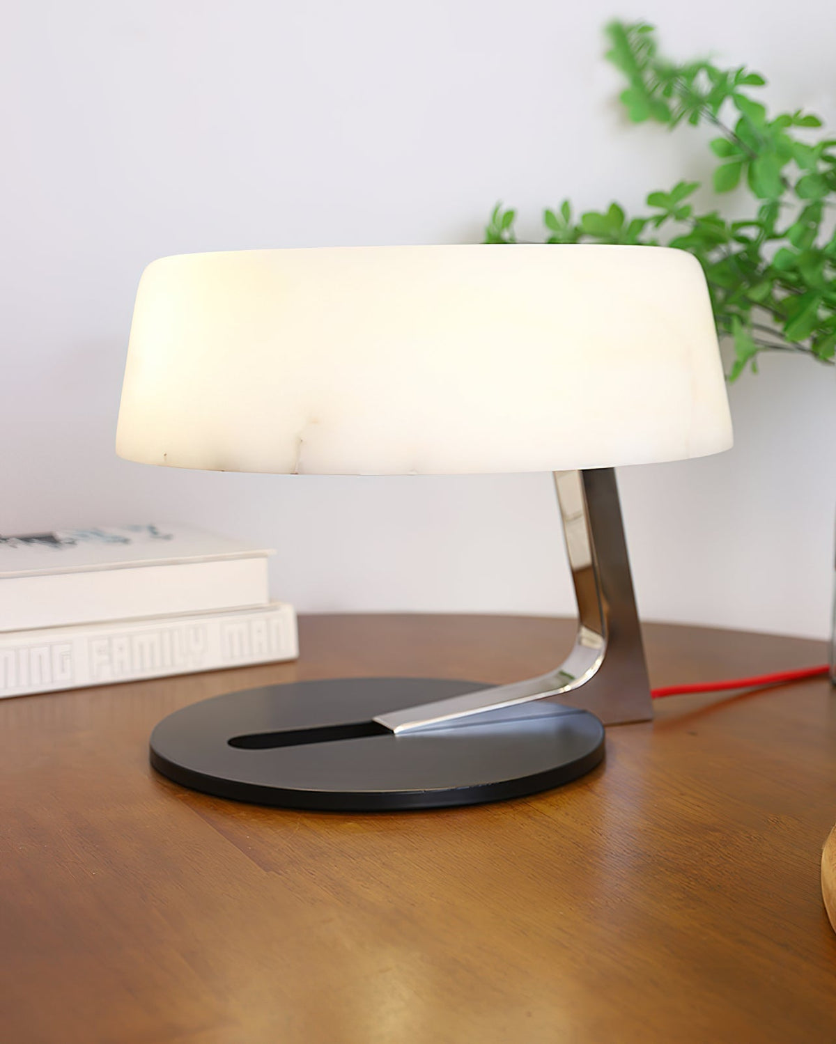 Nysolora lámpara de mesa cúpula alabastro