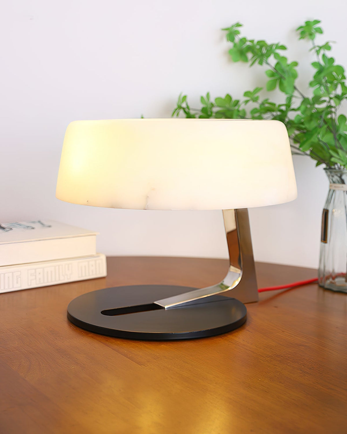 Nysolora lámpara de mesa cúpula alabastro