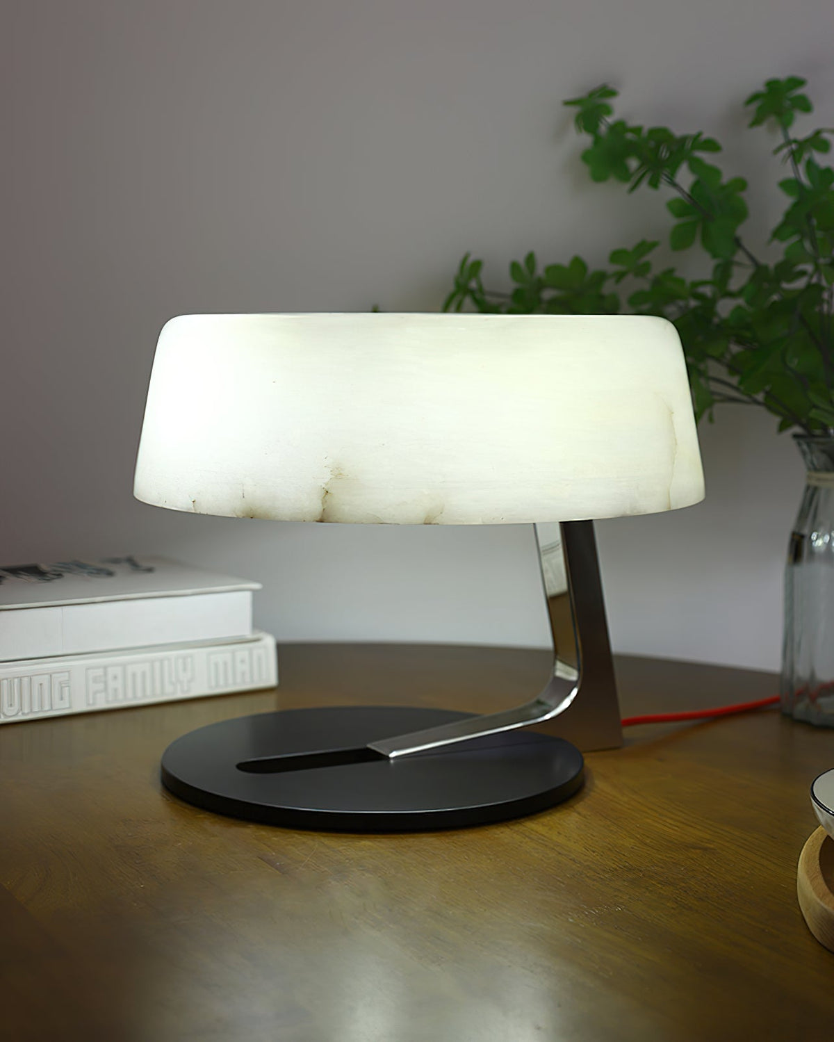 Nysolora lámpara de mesa cúpula alabastro