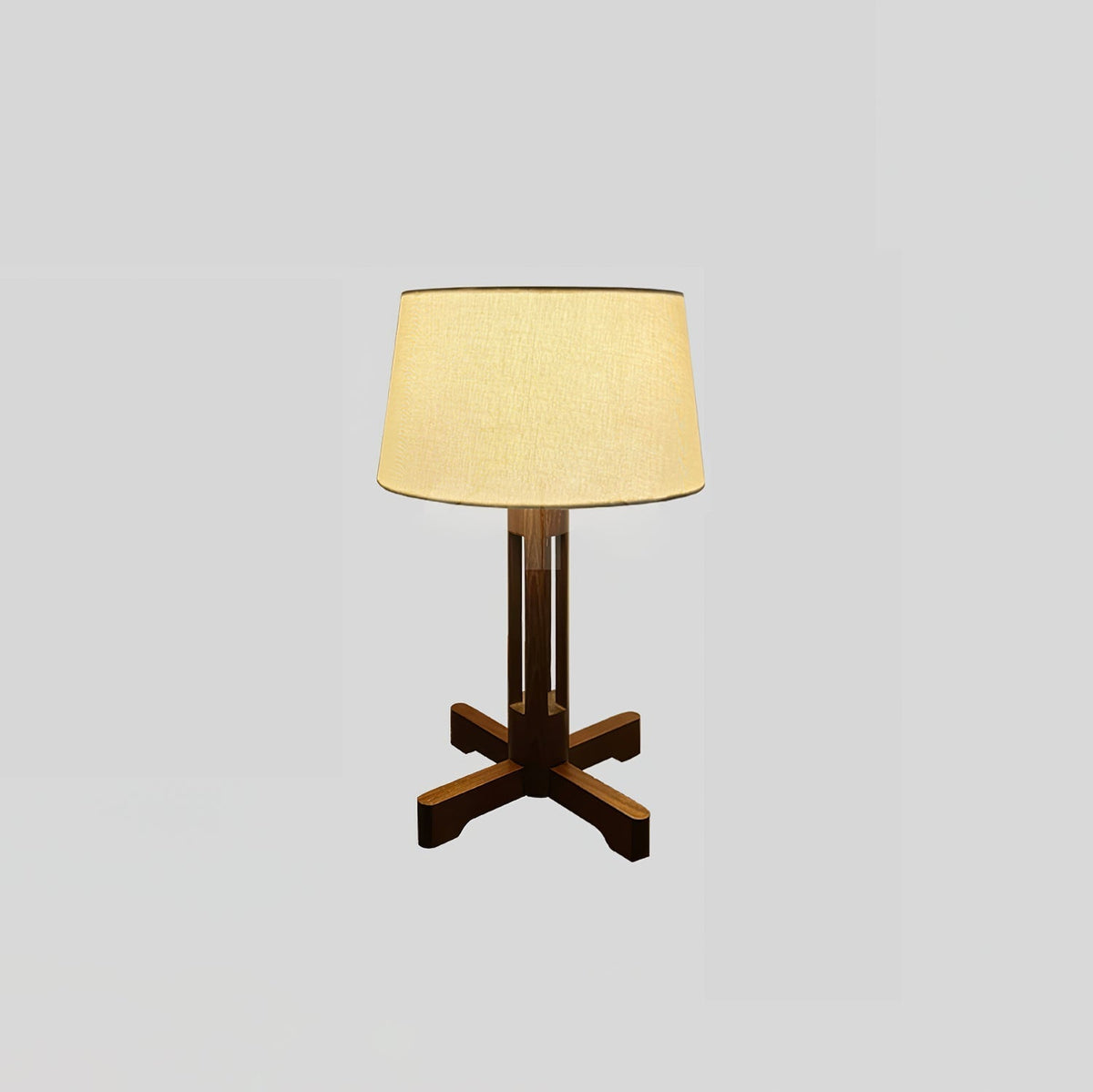 Rinivena lámpara de mesa contemporánea de madera y tejido