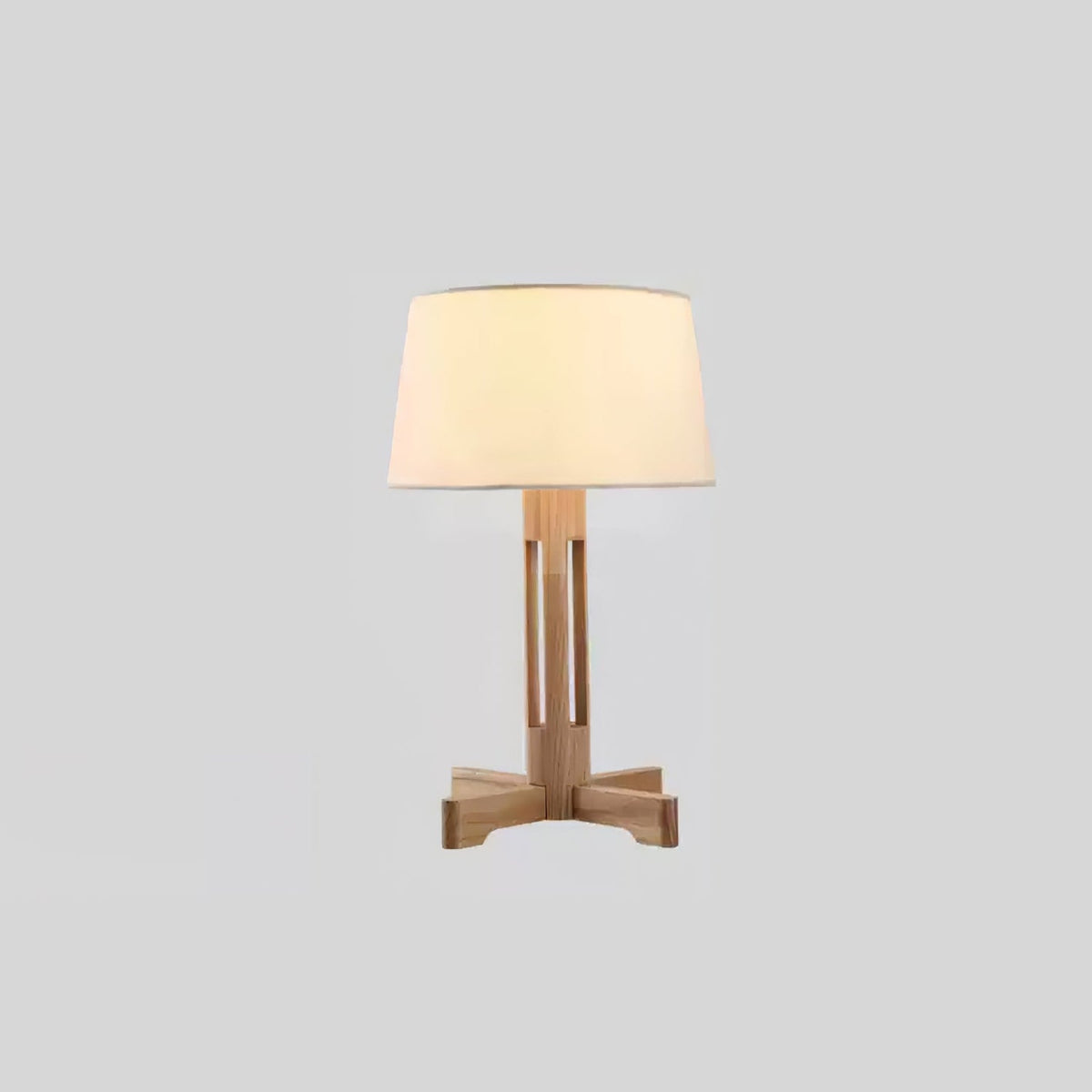 Rinivena lámpara de mesa contemporánea de madera y tejido