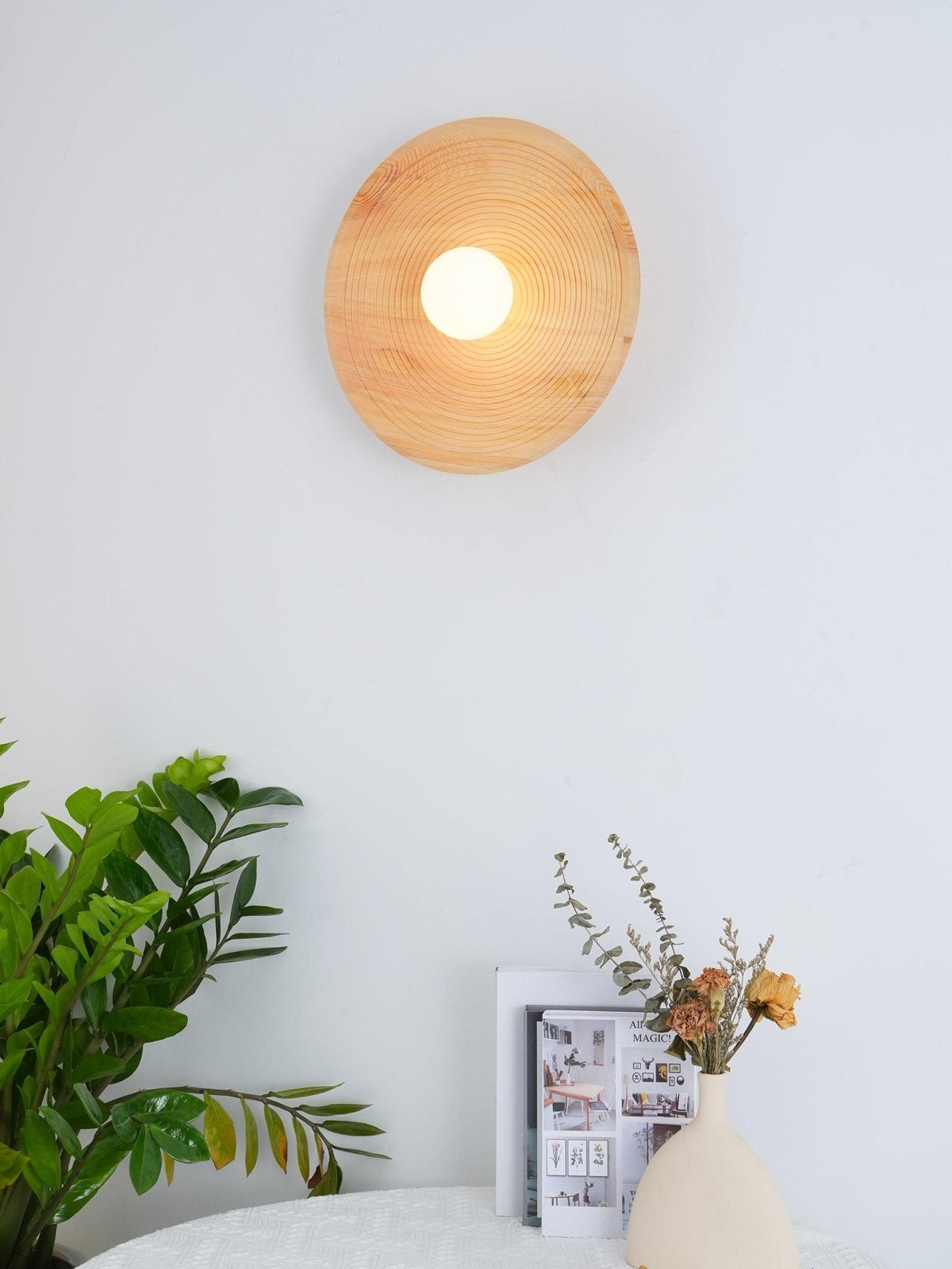 Aldenise aplique de pared de madera estilo nórdico con contorno artístico
