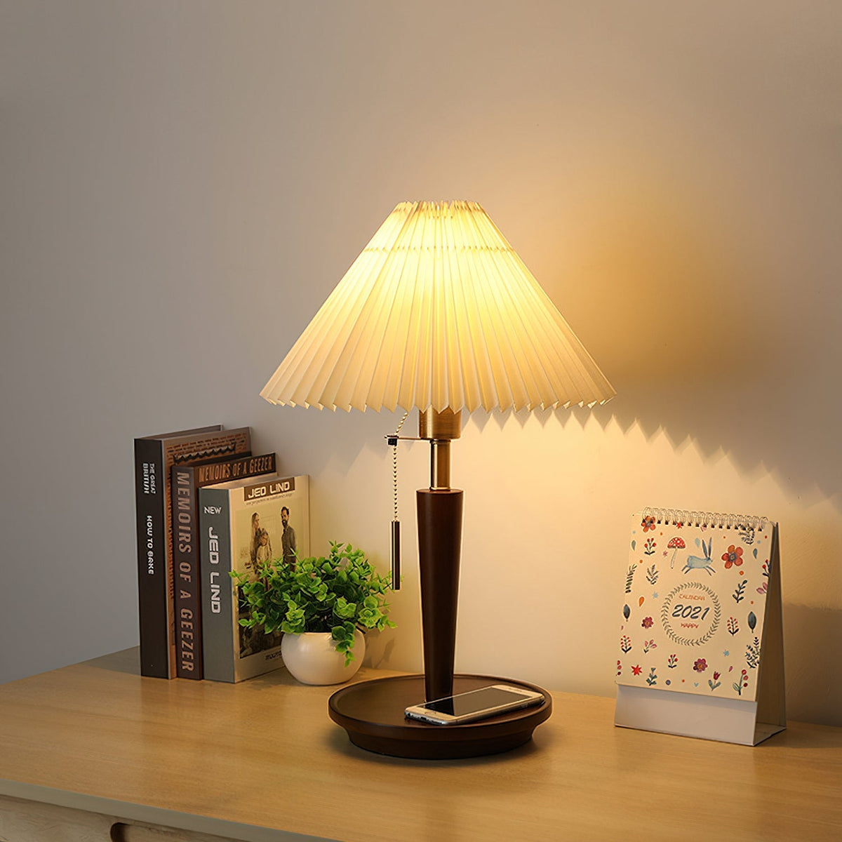 Novace lámpara de mesa de tejido y madera