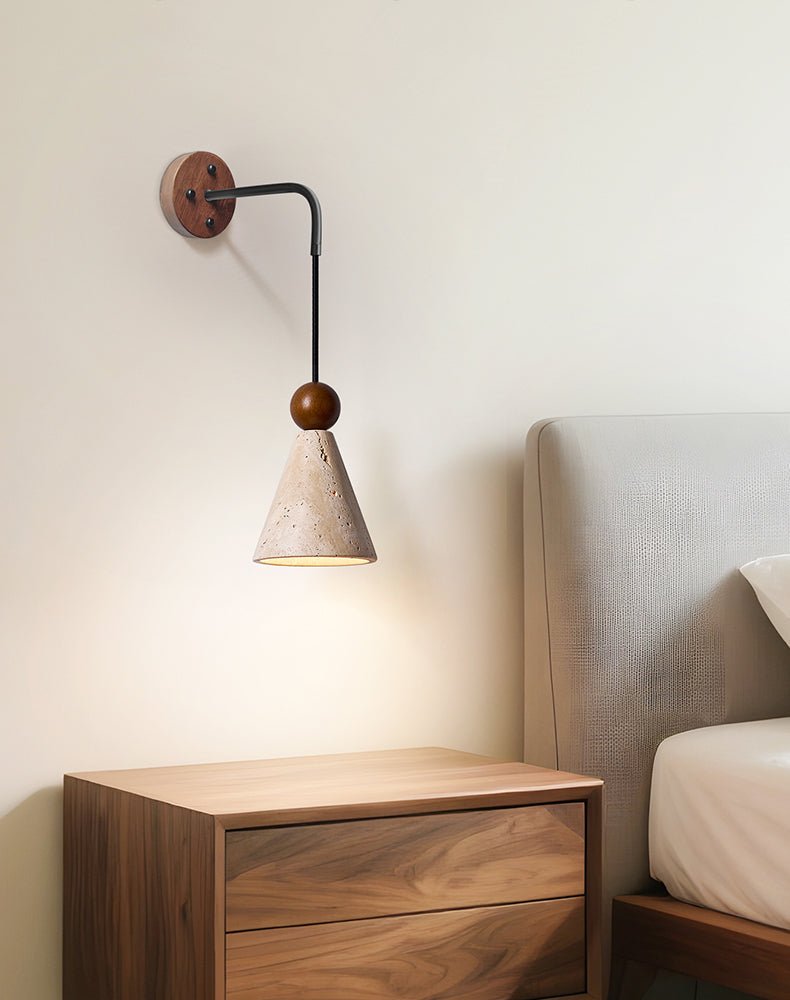 Verholt aplique de pared con bola de madera y acabado en nogal