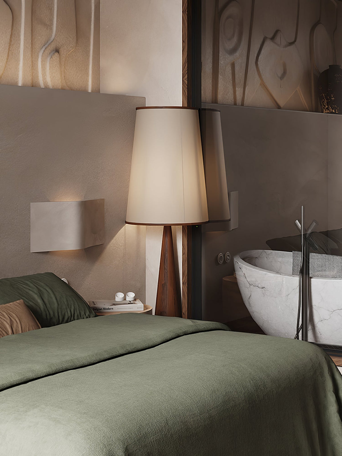 ConeLite lámpara de pie minimalista de madera