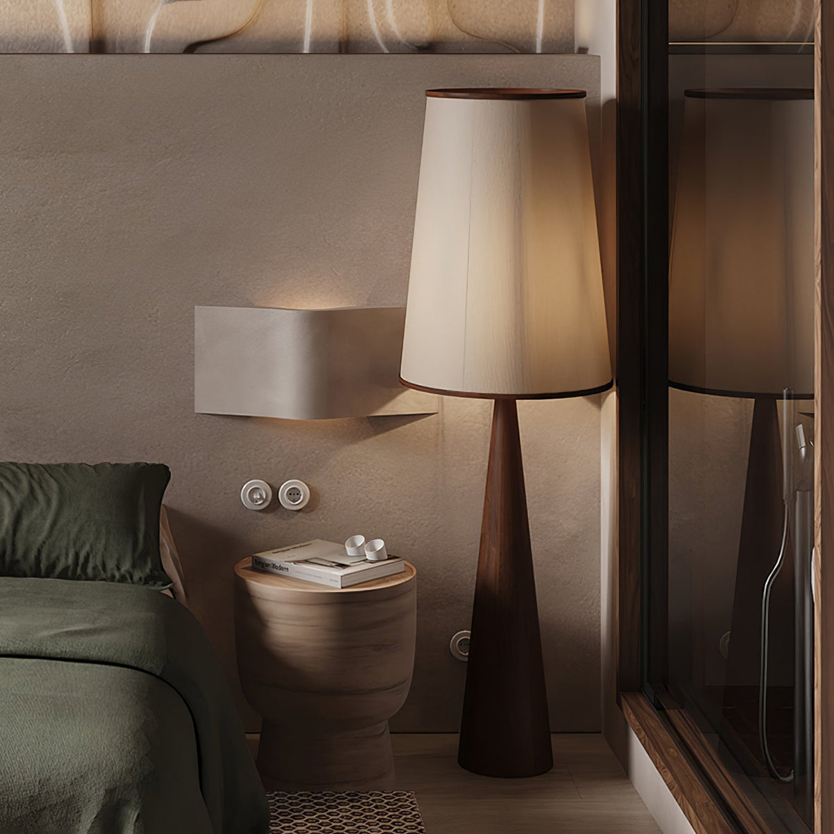 ConeLite lámpara de pie minimalista de madera