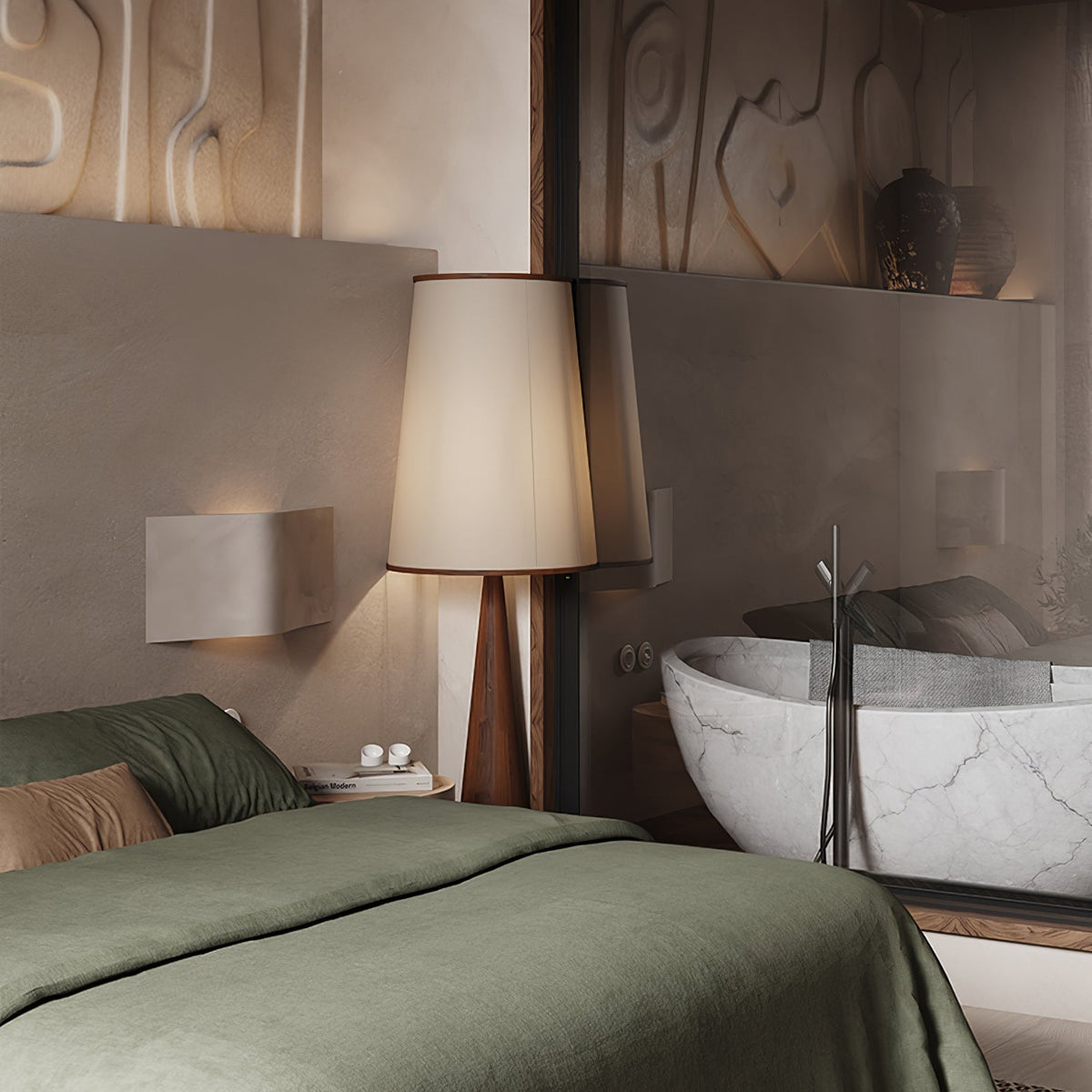 ConeLite lámpara de pie minimalista de madera