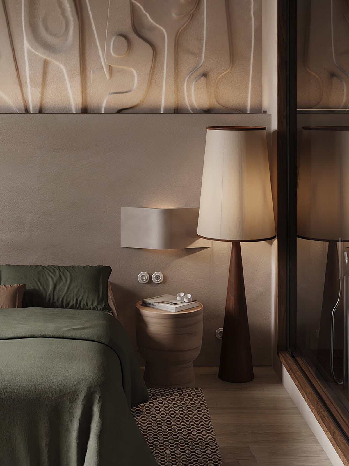 ConeLite lámpara de pie minimalista de madera