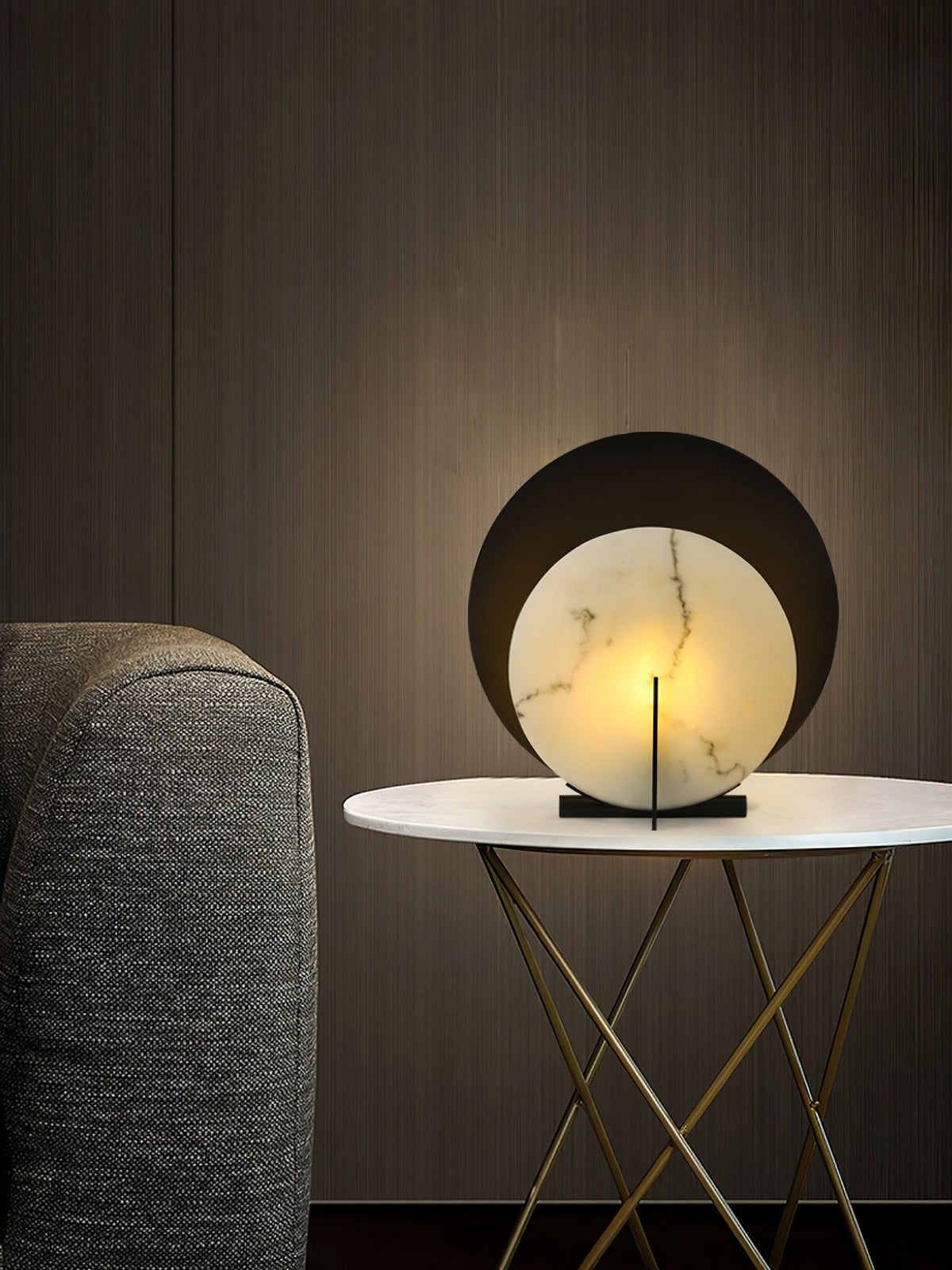Astix lámpara de mesa de medio círculo en alabastro