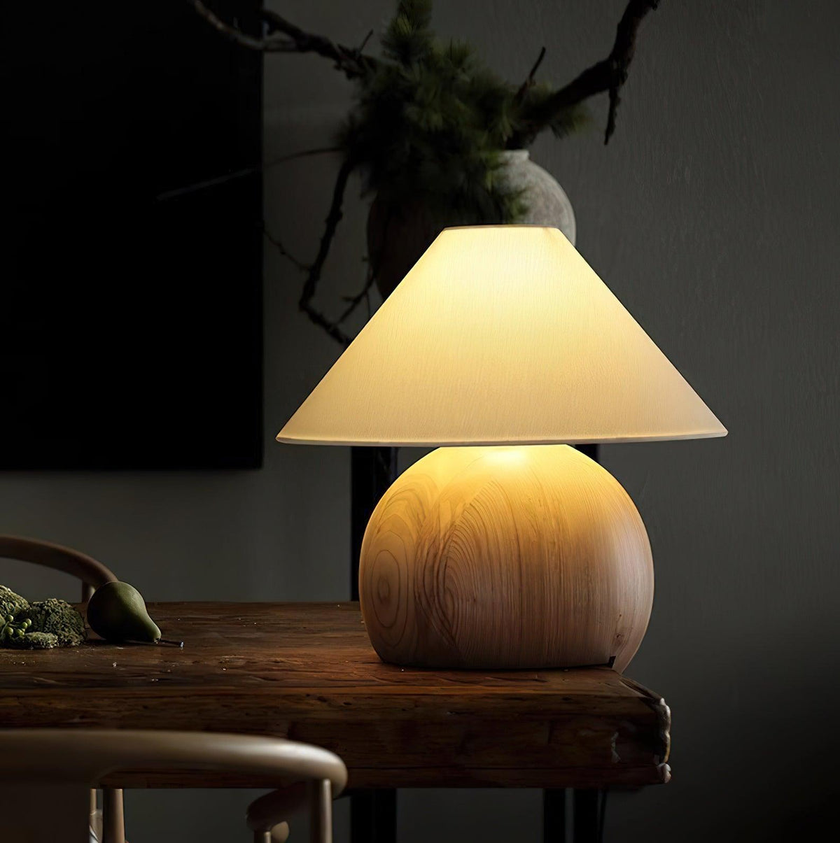Halise lámpara de mesa de madera orgánica