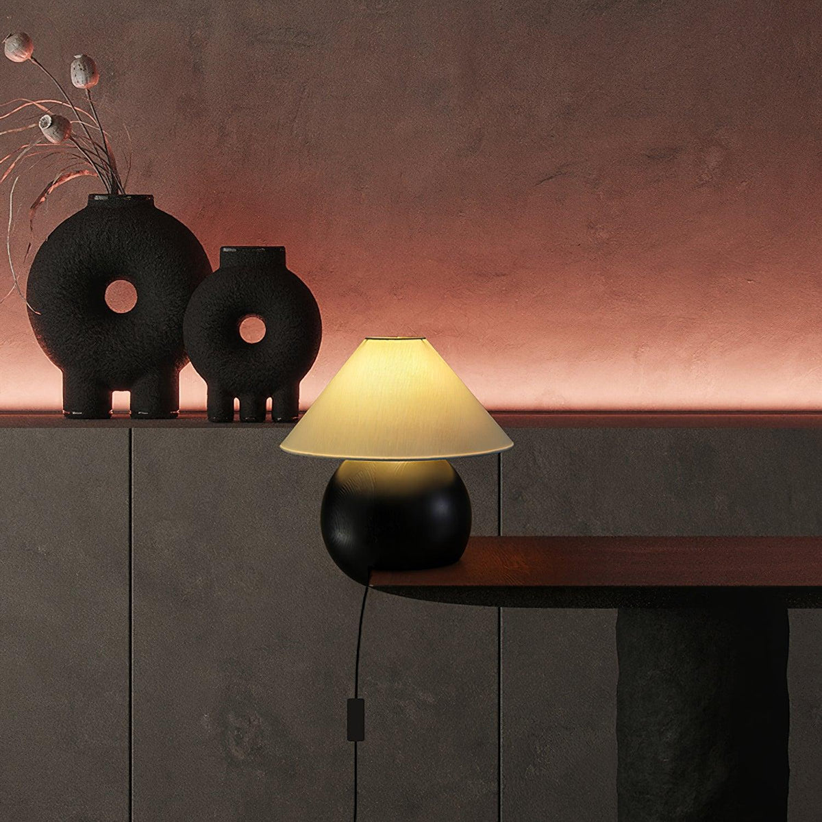 Halise lámpara de mesa de madera orgánica