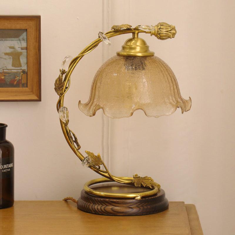 Flarce lámpara de mesa de latón y madera
