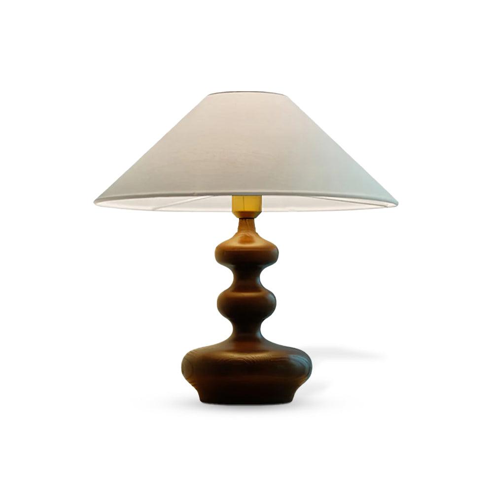 Vominex lámpara de mesa de madera y tejido vintage