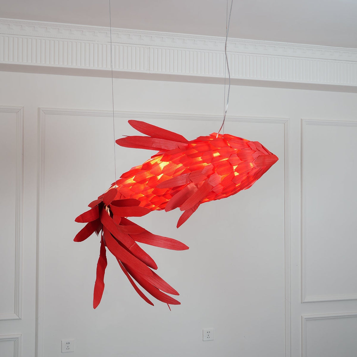 Aureline Crimson Swirl Koi lámpara de araña
