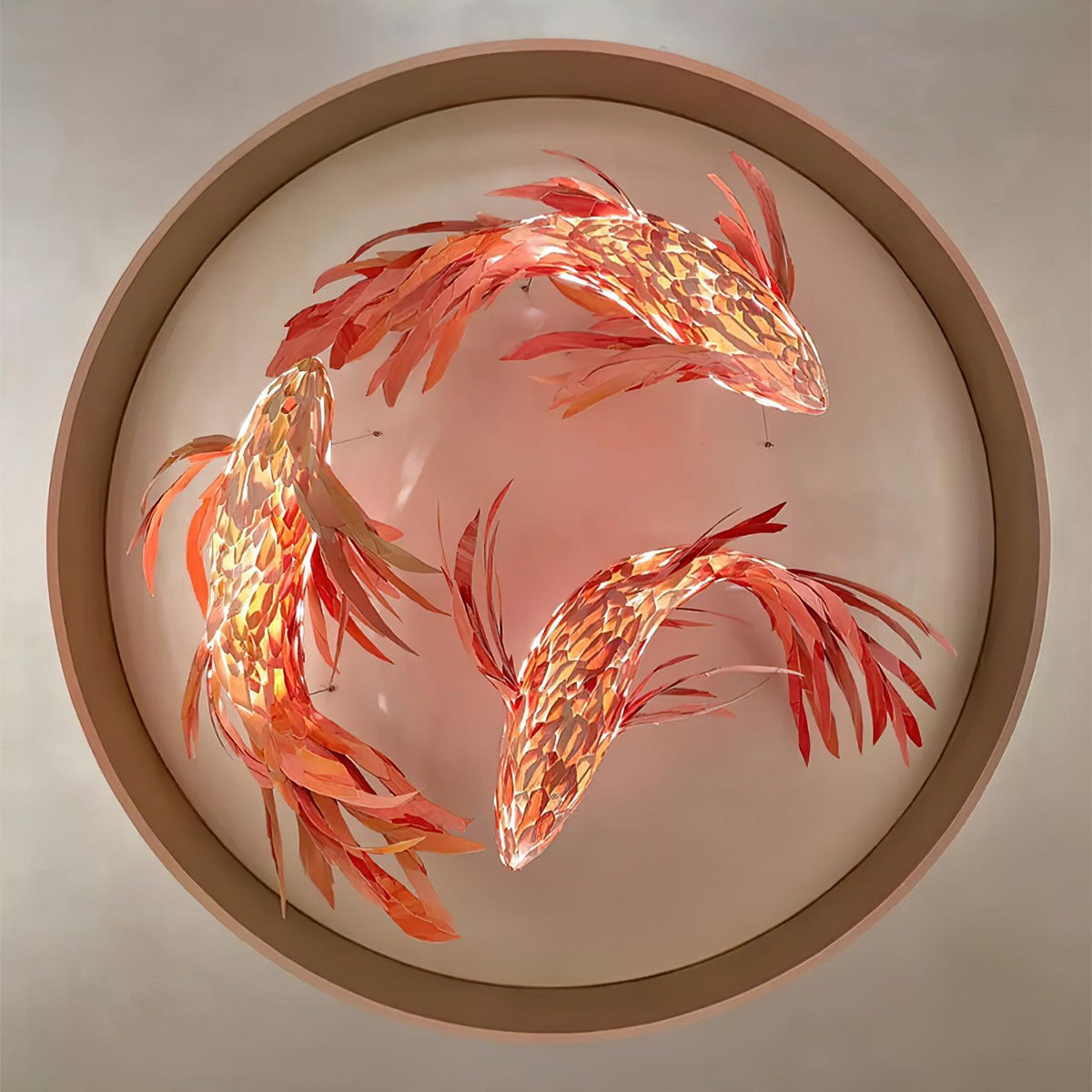 Aureline Crimson Swirl Koi lámpara de araña