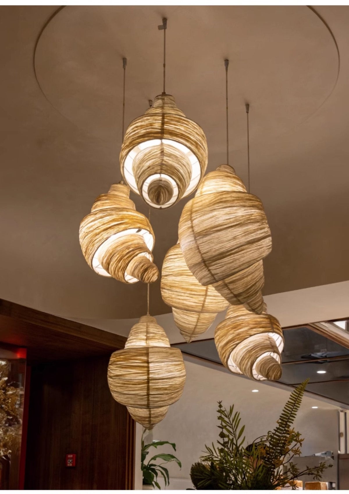 Croissant lámpara colgante de tejido