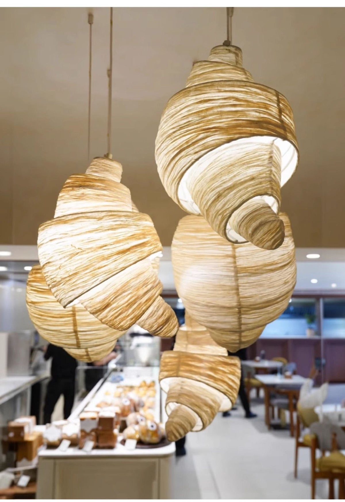 Croissant lámpara colgante de tejido
