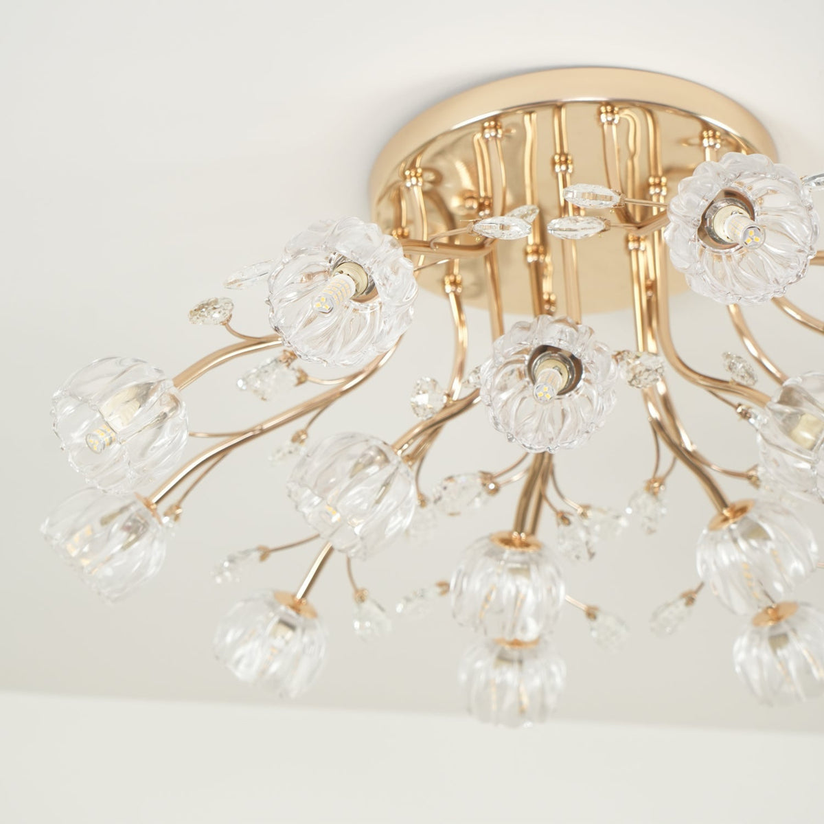 Elyinira lámpara de techo postmoderna de lujo con flor de cristal