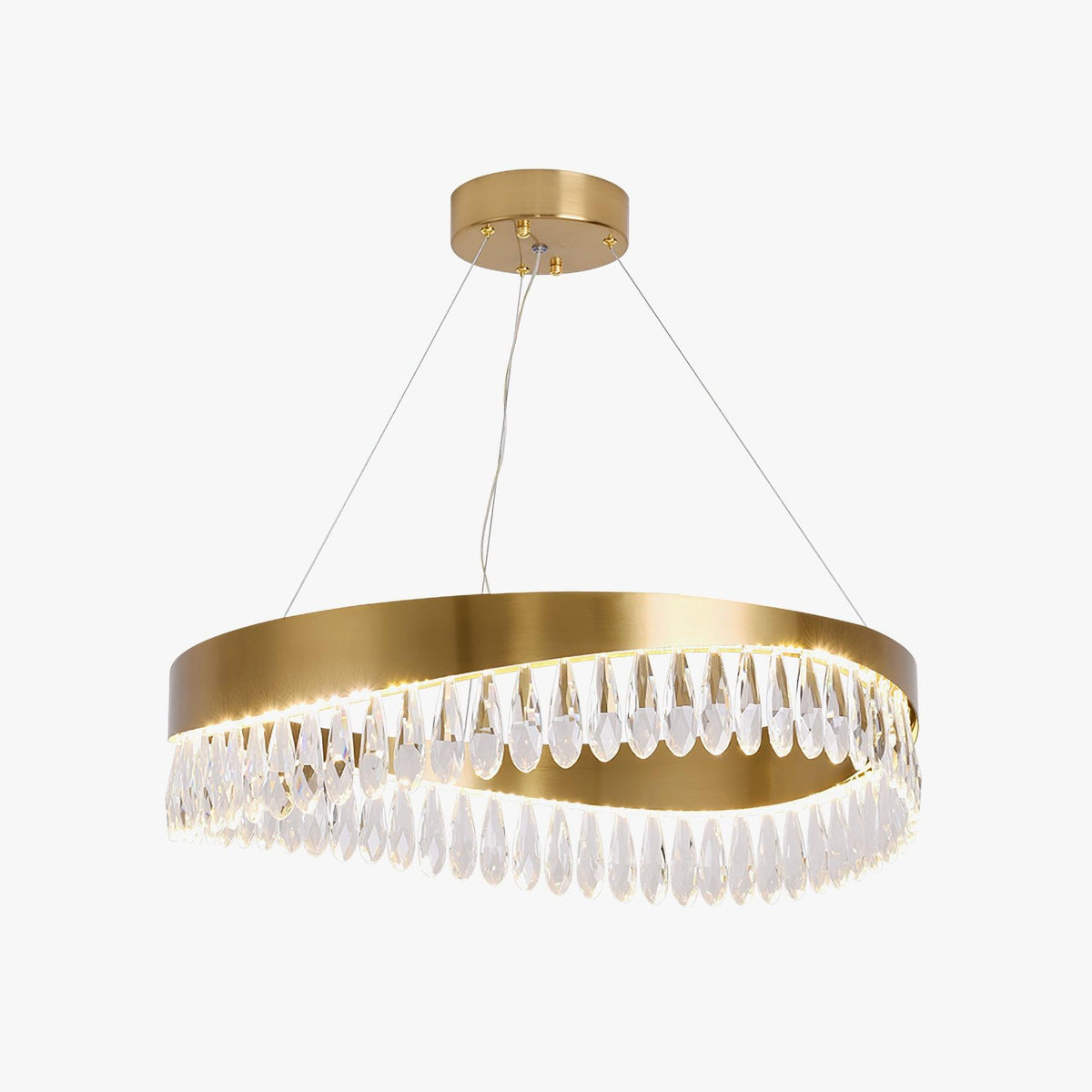 Cana lámpara de araña anillo de cristal LED pulido