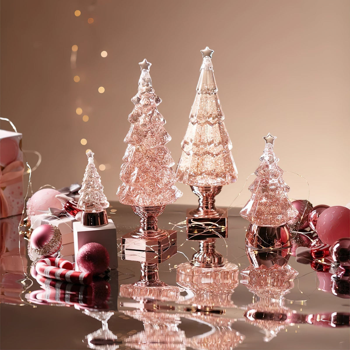Lámpara de mesa de cristal para árbol de Navidad (con batería integrada)