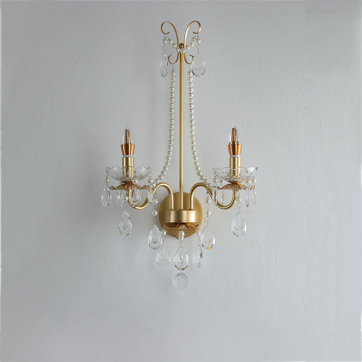 Nydoraris aplique de pared elegancia Pearl Chain de cristal