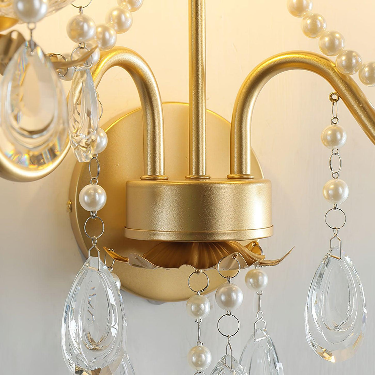 Nydoraris aplique de pared elegancia Pearl Chain de cristal