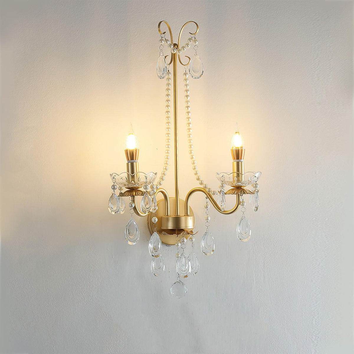 Nydoraris aplique de pared elegancia Pearl Chain de cristal