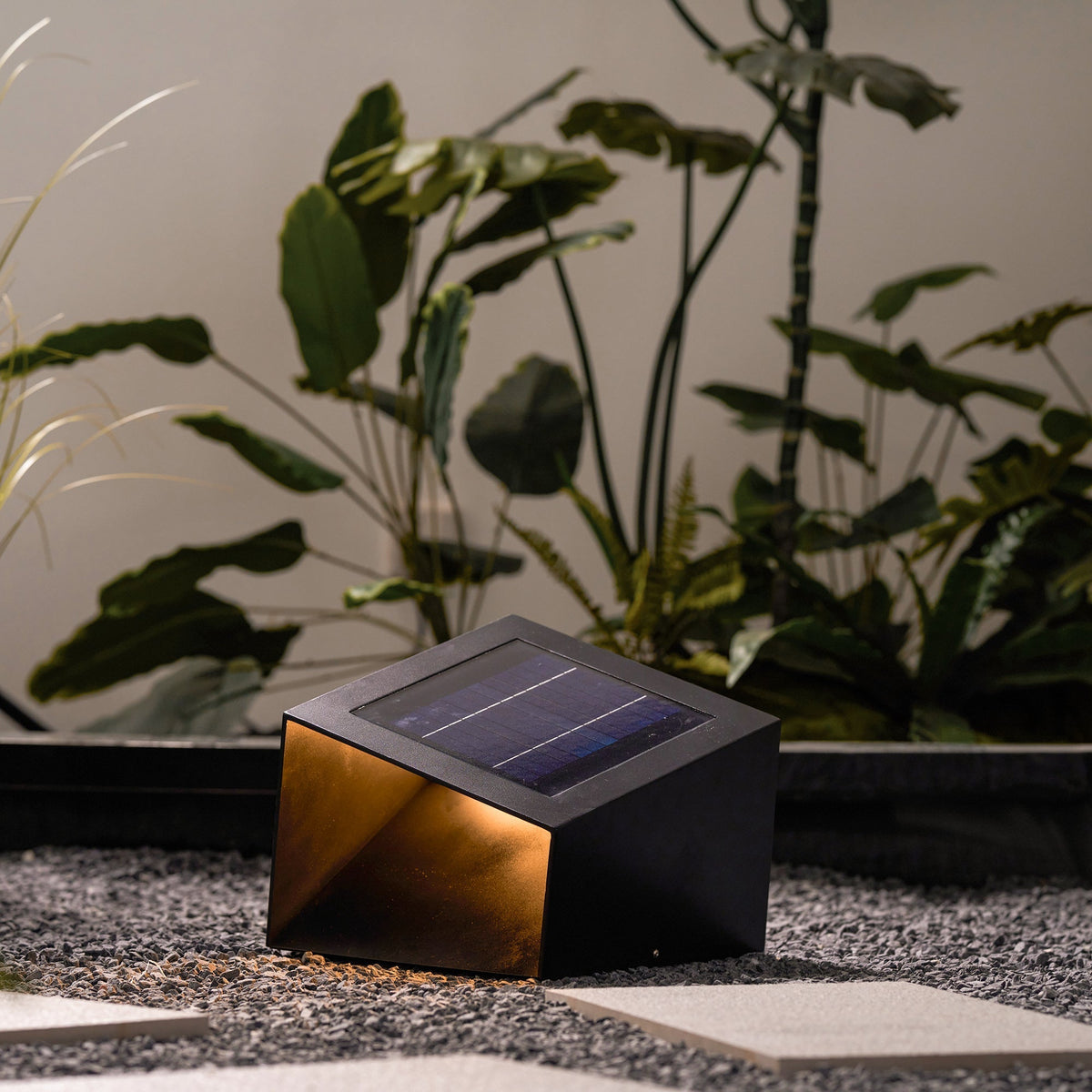 Evsore luminaria exterior cubo jardín solar único