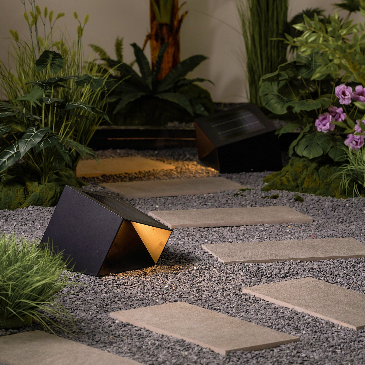Evsore luminaria exterior cubo jardín solar único