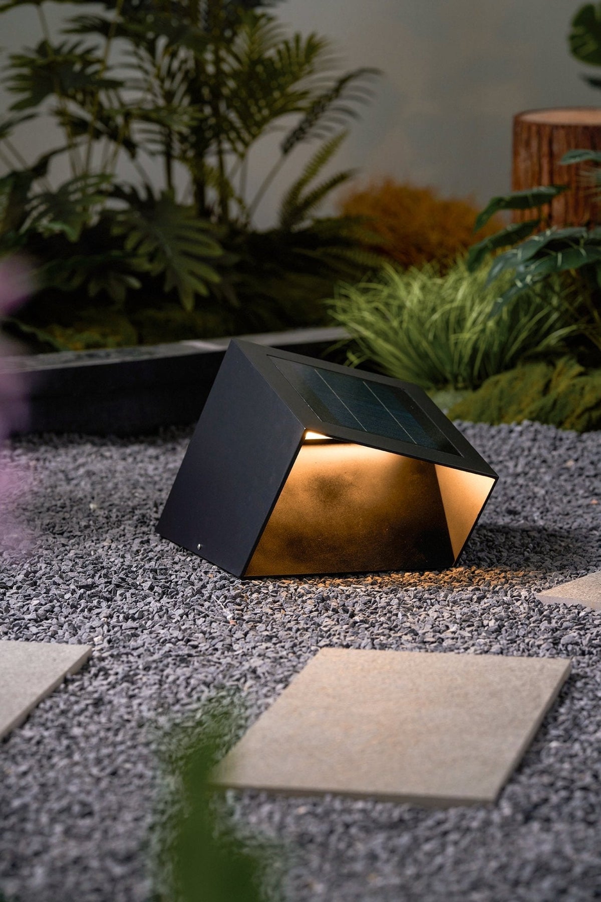 Evsore luminaria exterior cubo jardín solar único