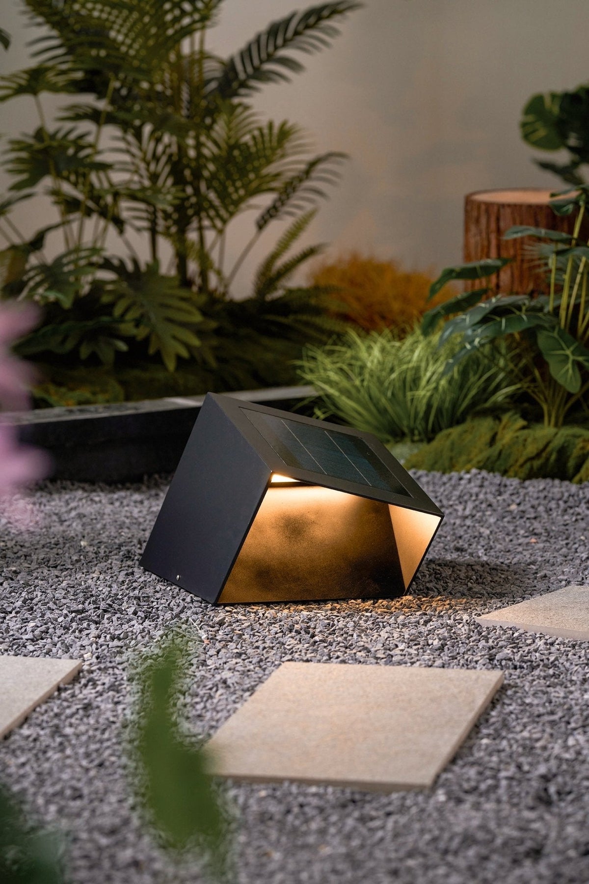 Evsore luminaria exterior cubo jardín solar único