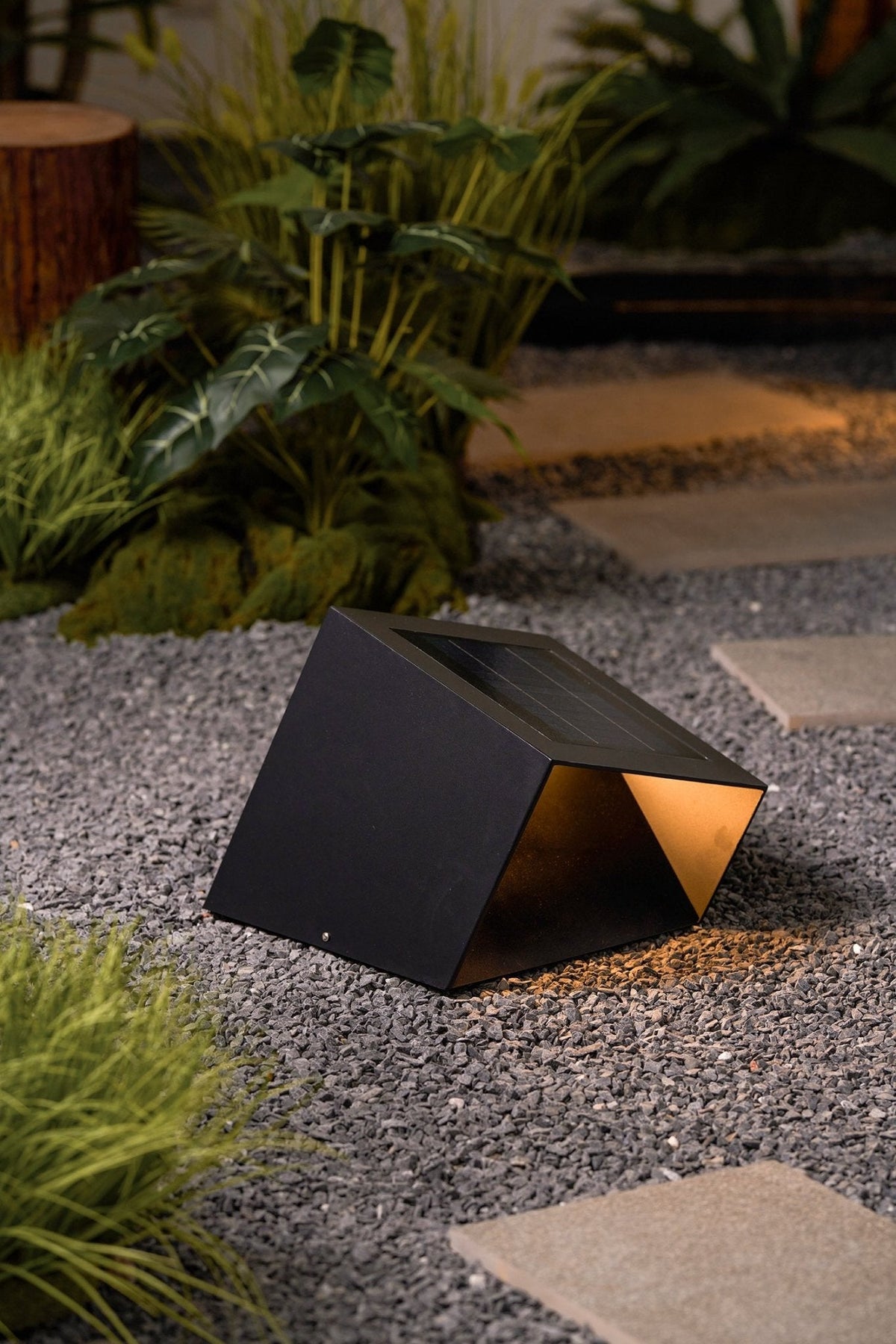 Evsore luminaria exterior cubo jardín solar único